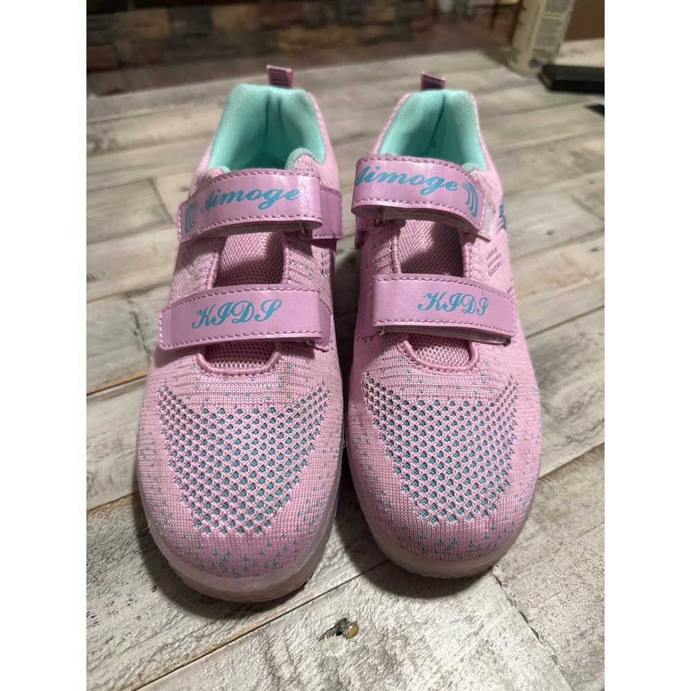 Aimoge Kids Roller Shoes Pink Teal Retractable Wheel Skate Sneakers Size5.5/ 38